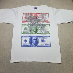 Metal Jeans T Shirt Mens 4XL White Short Sleeve Ben Franklin $100 Bills